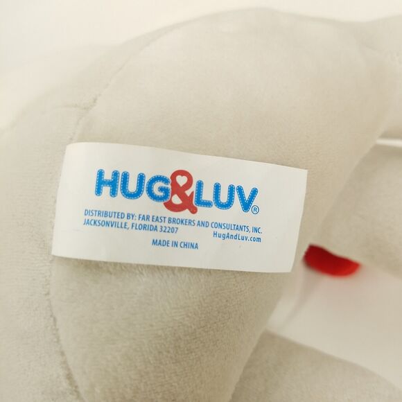 Hug & Luv Gray Elephant Plush Hearts Sitting Embroidered Eyes Stuffed Animal Toy - Picture 3 of 5